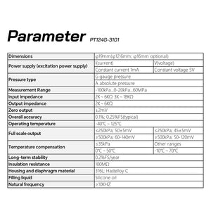 Diffused Silicon Pressure Sensor Core