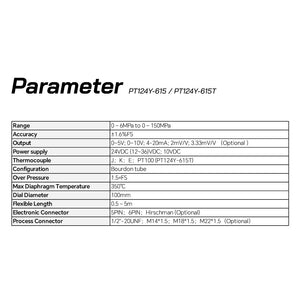 Flexible Stem Melt Pressure Gauge with Singal Output