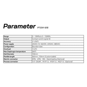 Flexible Stem Magnetic Assist Electric Contact Pressure Gauge